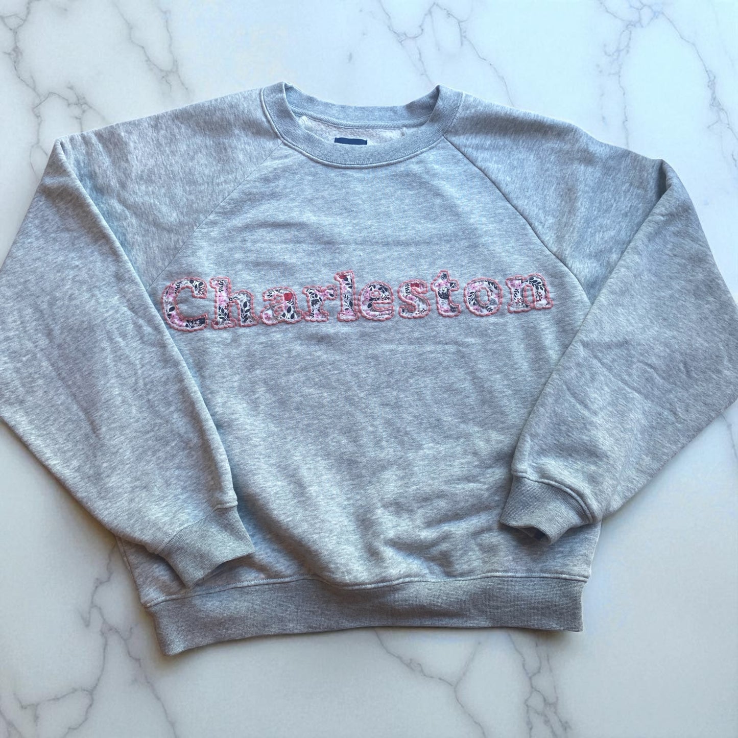 Women’s Embroidered and Applique Charleston SC Crew Neck Sweatshirt
