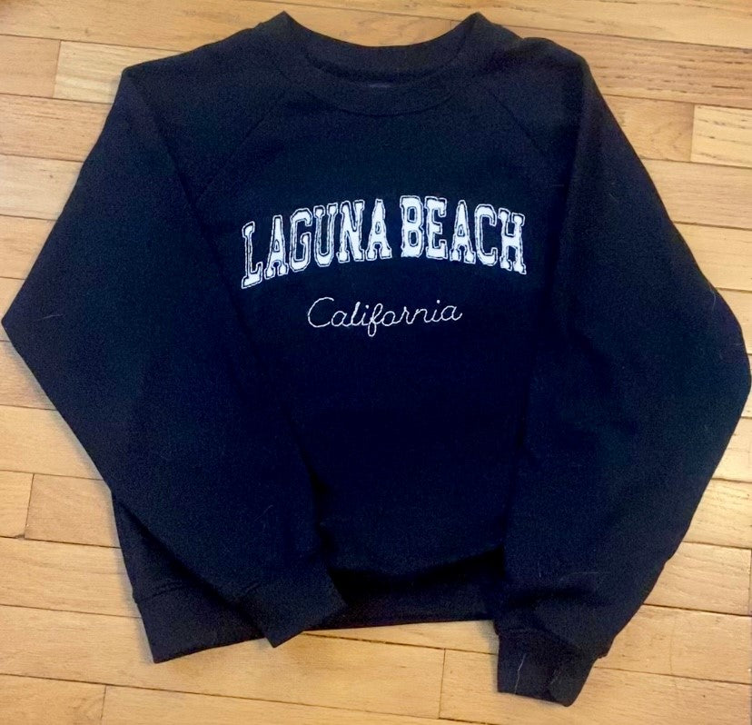 Women's Embroidered and Applique Laguna Beach, California Crew Neck Sweatshirt