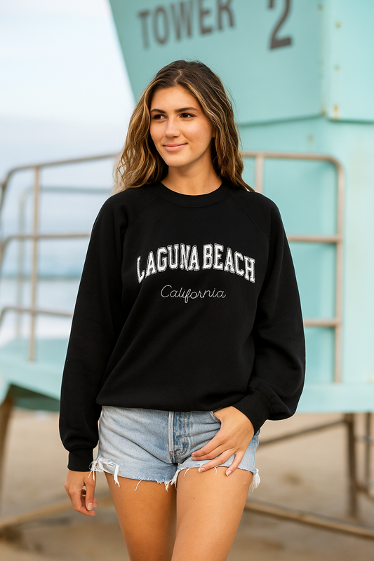 Women's Embroidered and Applique Laguna Beach, California Crew Neck Sweatshirt