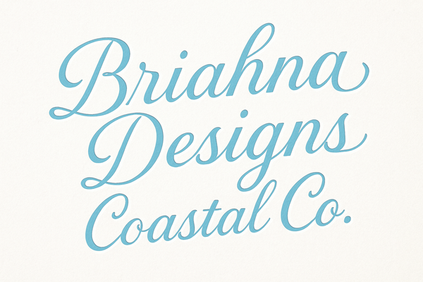 Briahna Designs Coastal Co. in fairweather script in celeste