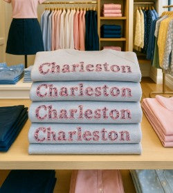 Women’s Embroidered and Applique Charleston SC Crew Neck Sweatshirt